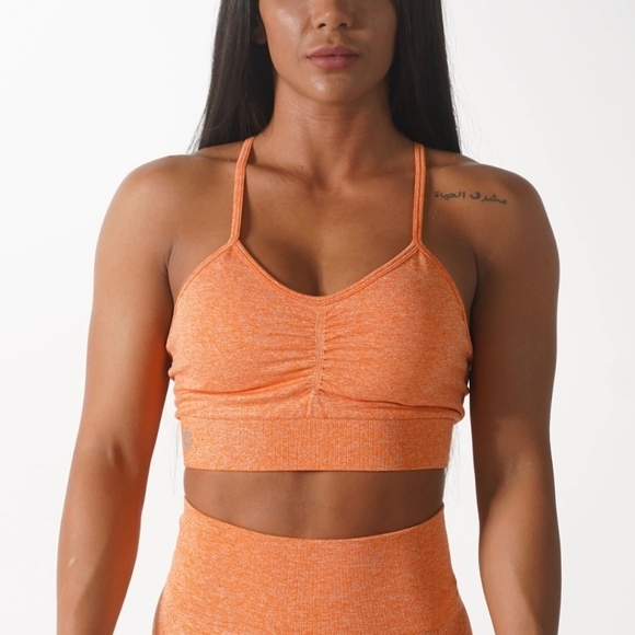 Golden Aesthetics Seamless Camo leggings and Orange themeless spots bra size L - Picture 2 of 12